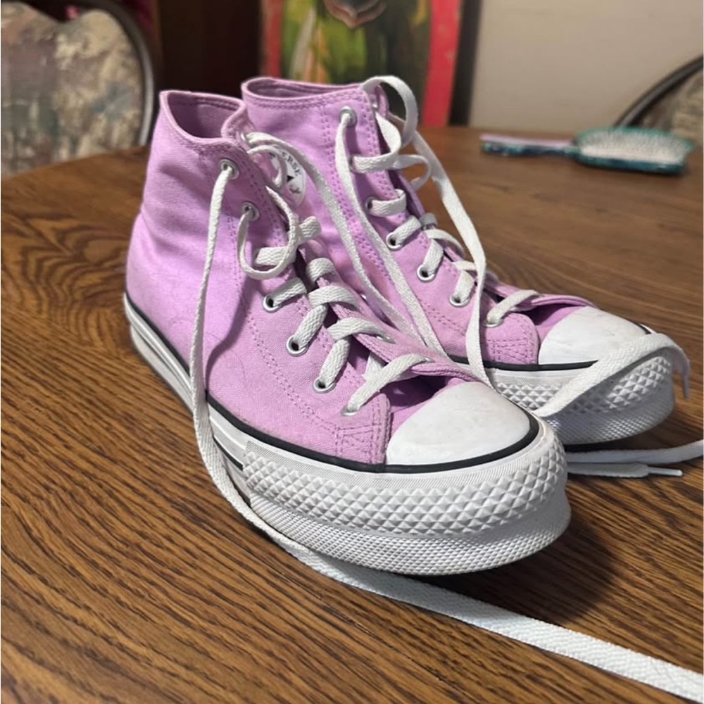 Converse Lavender High-Top Platform Sneakers